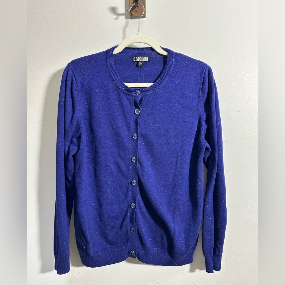 Nicole Miller Original Women's XXL Metallic Weave Blue Cardigan | SKU 0467